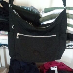 Black Shoulder Bag with Silver Accents